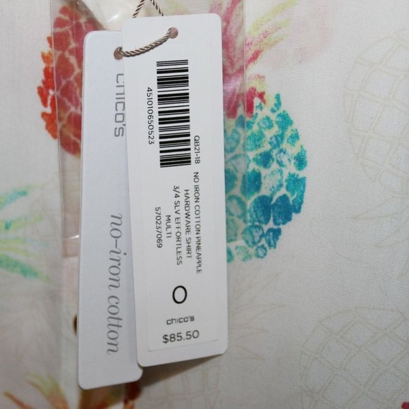 Chico's No Iron Pineapple Button Front Top HW8038 - Picture 6 of 8
